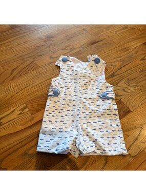 THREE SISTERS NEWBORN BABY BOY OUTFIT SOFT BLUE WHITE ROMPER